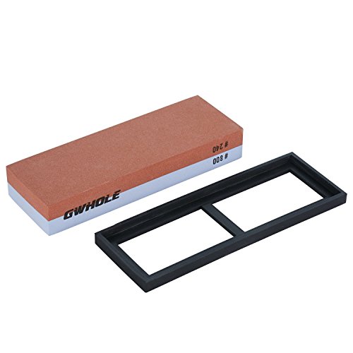 GWHOLE Wetzstein Schleifstein Abziehstein Körnung 240/800 mit Rutschfest Halter - 2