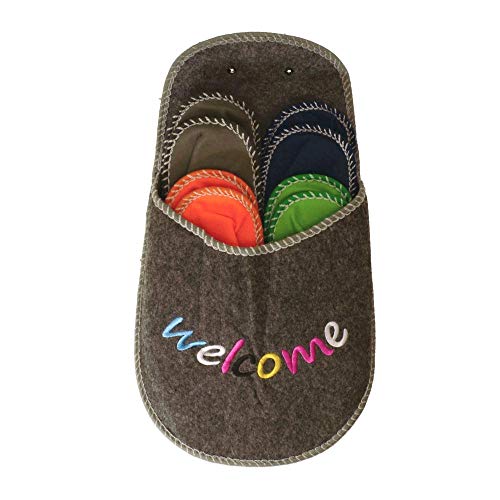 Preisvergleich Produktbild trendaffe Gäste Hausschuhe im 4er Set mit Aufbewahrungstasche - Filzpantoffel Slipper