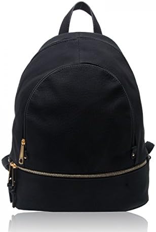 Ladies Girl's Backpack Rucksack School Bags Women's Qualtiy Fashion Faux Leather Handbag CWS00186 CWS00186A CWJM841 (661-BLACK)