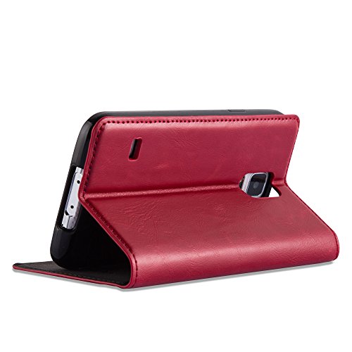 Samsung Galaxy S5 / S5 NEO HÃ¼lle in ROT von Cadorabo - HandyhÃ¼lle mit unsichtbarem Magnetverschluss Standfunktion und Kartenfach Case Cover SchutzhÃ¼lle Etui Tasche Book Klapp Style in APFEL ROT