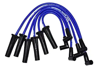 A-Team Performance 8.0 mm Silicone Spark Plug Wires with Black 90-Degree Boot for HEI Distributor, Compatible with Ford Truck 6 Cylinder 250 300 4.9L Blue