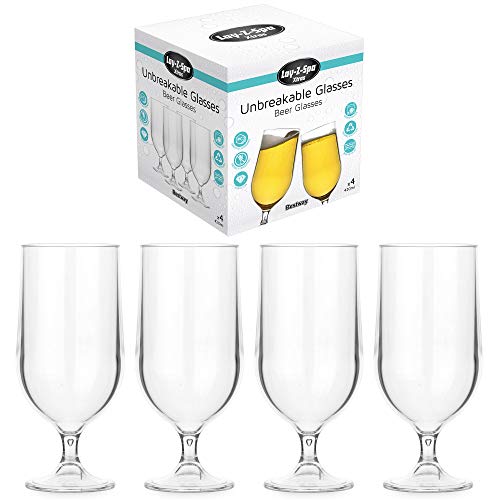 Lay-Z-Spa BWA0007 plastica policarbonato Boccali da Birra, riutilizzabili e infrangibili, Set di 4, Trasparente