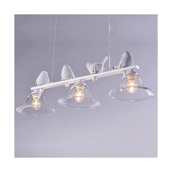 ONEPRE Art Deco 3 Lights Ceiling Chandelier Resin Island Pendant Lamp Lighting Fixture with Glass Lampshades for Kitchen Island, Dining Room, Bedrooms, Living Room, Bar, Club - Image 4