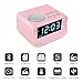 Produktbild Sici Wecker-Funkkarte U-Disk-Musik-Player Mini-Stereo-Bluetooth-Lautsprecher, digitaler Wecker, Dual-Clock-Radio Bluetooth 4.2 Hilfseingang Innenthermometer, Ladegerät, LED-Anzeige-Dimmer Pink