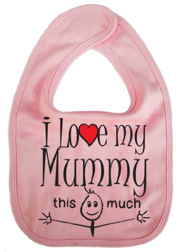 IiE, I love my Mummy this much, Unisex Feeding Bib, Pink