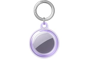MSAGKAH Funda de Silicona para Apple AirTag, Funda Impermeable de Silicona con Llavero, Fácil de Usar y Limpiar, Resistente al Agua, se Adapta Firmemente a Gato Perro AirTag (Transparente Morado)