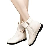 Tianwlio Frauen Herbst Winter Stiefel Schuhe Stiefeletten Boots Damen Mode Warme Metall Wedges Dicke Reißverschluss Stiefeletten Runde Zehe Freizeit Schuhe Beige 43