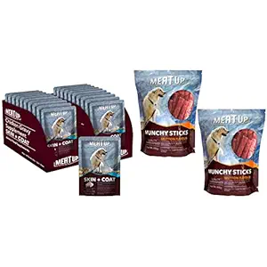 Meat Up Chicken Gravy Supplement, Skin+Coat- 80G, Pack of 10 ( Buy 1 Get 1 Free) & Munchy Sticks, Mutton Flavour, Dog Treats, 400 G (Buy 1 Get 1 Free)