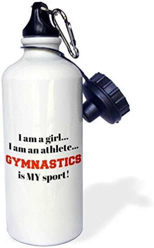 Inspirational Quotes I Am A Girl I Am An Athlete Gymnastics Is My Sport Black Red Letters Sports Water Bottle Stainless Steel Water Bottle for Women Men Kids 400ml