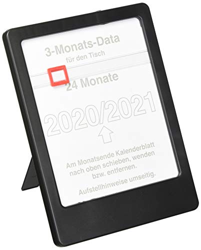 3-Monats-Tischaufsteller 2020 - schwarz - Tischkalender (12 x 16) - Bürokalender - mit Datumsschieber