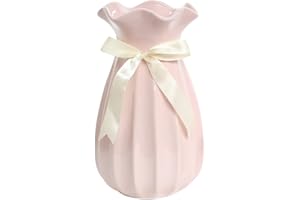 JUZAI 24 cm Jarrón Rosa de Cerámica, Floreros Jarrones Decorativos Modernos, Jarróns Sencillo y Minimalista para Flores y Pampas