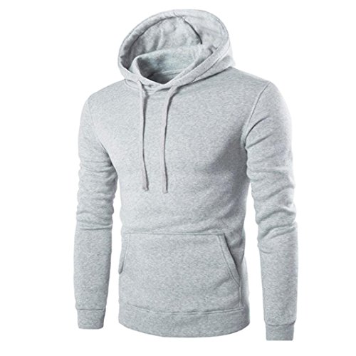 Preisvergleich Produktbild Elecenty Herren Kapuzenpullover Pullover,Winterpullover Kapuzenjacke mit Kapuze Solide Mäntel Slim Fit Lange Ärmel Männer Bluse Outwear Tops Bluse Oberbekleidung Weihnachten (L, Grau)