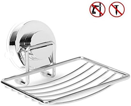 Soap Dish Holder,ZKK Stainless Steel Wall Mounted Sucker Suction Soap Sponge Saver Storage Hanger For Bathroom Kitchen