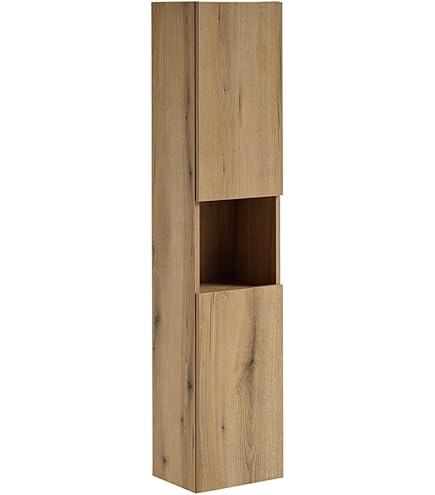 AKORD Hoge Badkamerkast 30x140x30 Cm - Met Lade, Deuren & Open Vak, Hangend Of Staand