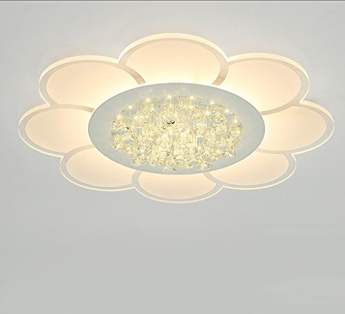 LED Modern Concise Flower-shaped Living Room Bedroom Study Restaurant Three-color Light Crystal Ceiling Lamps (Carry The Light Source)