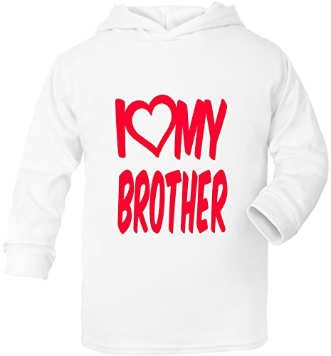 I Love My Brother Boys Girls Baby Hoodie Present Gift Age 0-3 Months White
