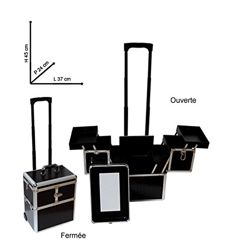 Make-up suitcase trolley black crocodile PM Parisax 6 Months Guarantee (E)