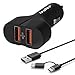Produktbild iVoler Dual Quick Charge 3.0 36W 2-Port USB Kfz Auto Ladegerät [2*QC 3.0 Port] mit 2-in-1 Micro USB & Type C Kabel für Samsung Galaxy, iPhone, ASUS Zenfone, Sony Xperia, Nexus, Xiaomi, iPad (Schwarz)