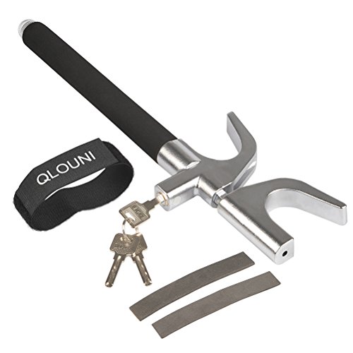 Preisvergleich Produktbild QLOUNI Auto Lenkradschloss Verstellbar Wegfahrsperren Lenkradkralle Absperrstange Auto Diebstahlsicherung Lenkradschloss Selbstverteidigung Waffen mit Notfallhammer und 3 Schlüssel für Auto,LKW,SUV