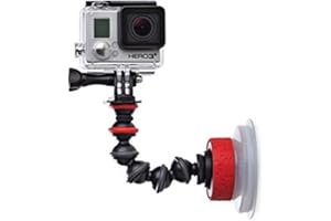 JOBY Ventouse et Bras Flexible GorillaPod, pour GoPro, Caméras d'Action, Smartphone, Verrouillage par Rotation, Noir/Rouge JB01329-BWW