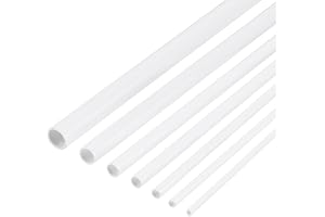 BENECREAT 48 stycken 7 stilar ABS runda plaströr 2/3/4/5/6,5/8,5 mm vita stänger ihåligt rör rund ihålig stång för gör-det-sj