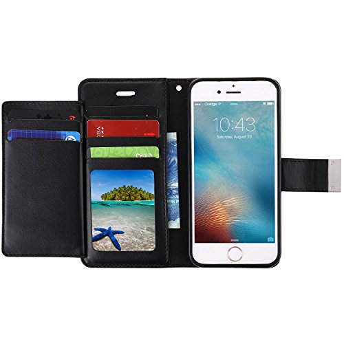 For iPhone 7 Plus Case,iPhone 7 Plus Cover,L-FADNUT Premium Flip Stand Wallet PU Leather Case,[Dual Card Slots] for Apple iPhone (5.5 inch) iPhone 7 Plus Jet Black - Black