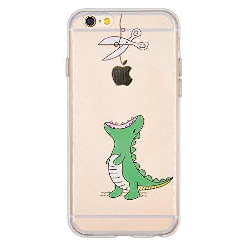 iPhone 6 / 6S Funda, OFFLY Transparente Soft Suave Cáscara, Grueso Fortalecer Protección Case Cover, Creativa Patrón Shell para Apple iPhone 6 / iPhone 6S - Dinosaurios