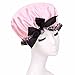 Moolecole Fashion Women's Bow-knot Waterproof Double Layer Shower Cap Big Polka Dots Printed Elastic Band Bathing Cap Spa Shower Hat Pink