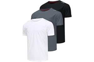Csqtongan 3er Pack Sport Tshirts Herren Funktionsshirt Sportshirt Kurzarm T-Shirt Schnelltrocknend Atmungsaktiv Sport Shirt Männer Laufshirt Gym Trainingsshirt Herren