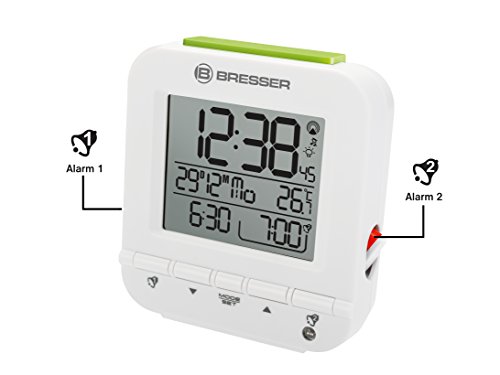 Bresser Funkwecker MyTime Easy mit zwei Weckzeiten und Innentemperaturanzeige, weiß - 3