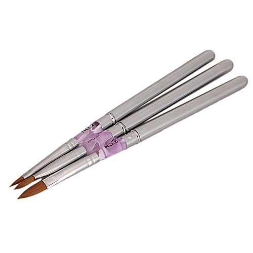 Gleader 3pcs Marble Sable Acrylic Tips Nail Art Painting Brush Brushes Carving Pen Detachable Size #2 #6 #8