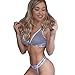 Produktbild Ba Zha HEI Frauen Mädchen Push up Dessous Korsett Verband Sport BraPush up BH + Hosen Unterwäsche Set Dessous Set Ungefüttert Scalloped Stickerei Halter Spitze BH Unterwäsche (M, Grau)