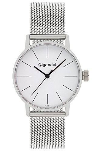 Gigandet Damen-Armbanduhr Minimalism Quarz Uhr Analog Milanaise Edelstahlarmband Silber G43-005
