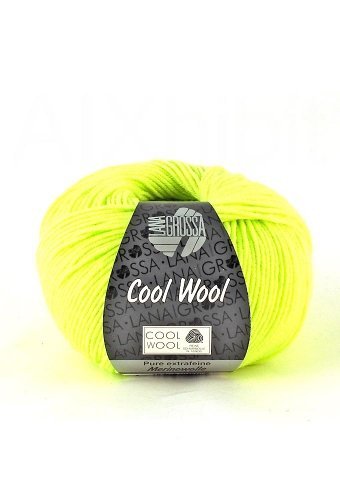 Lana Grossa Merino superfein "Cool Wool" 2009 neon gelb 50g Wolle