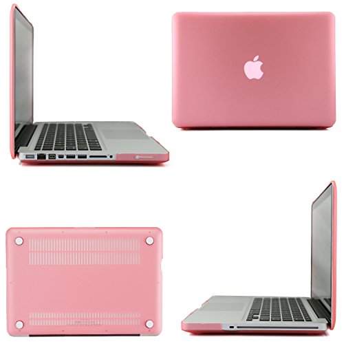 i-Buy Matte Gummierte Harte Schutzhülle Hülle für Apple Macbook Pro 13.3 Zoll mit DVD-Treiber + Schutzfolie + Silikon Tastaturschutz + Anti-Staub-Stecker – Rosa - 3