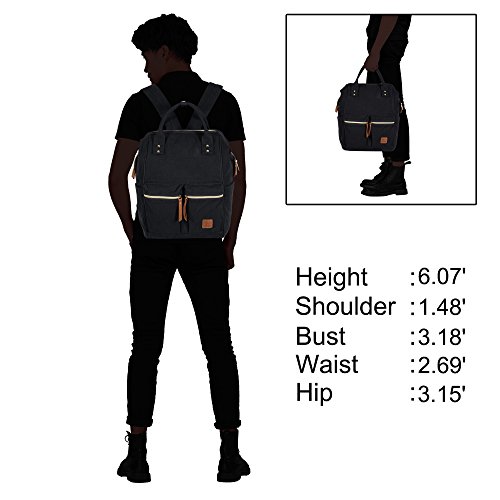 Veevan Damen Herren Retro Canvas Schule Rucksack 15,6 Laptop - 7