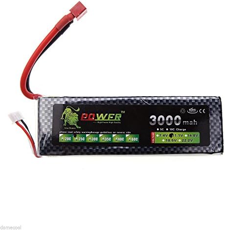 T-Trees 11.1V 3000Mah 25C Lion Power Lipo Battery for DJI Phantom with T Connector Plug