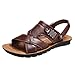 Produktbild UFODB Ledersandalen Herren Männer Leder Weiche Sohle Hefterzufuhren Sommer Strand Pool Schwimmen Open Toe Flip Flops Sandalen Hausschuhe
