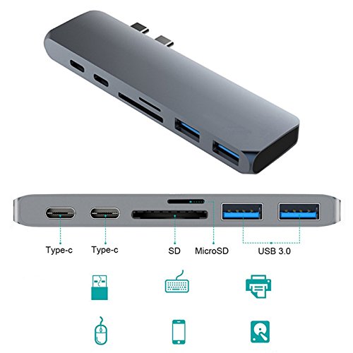 SAVFY USB C Hub HDMI f  r MacBook Pro 2017   2016  13  und 15   Ultra Slim Extra Leicht Type C Hub Adapter Thunderbolt 3 Dock Aluminium Plug Play  USB