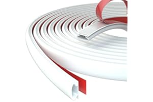 CUYSFEAD 3m White D-Shape Rubber Weather Seal Strip Draught Excluder for Door Frame and Gaps,Anti-Collision Self Adhesive Soundproof Windproof Dustproof Waterproof Stripping,Draft Excluder Insulation Tape