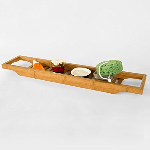 SoBuy® 70cm Lang- Schöne Badewannenablage aus hochwertigem Bambus, Badewannenbrett,Badewannenauflage FRG18 - 7