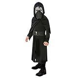 Farbe: schwarz Kylo Ren Kostüm Kinder Star Wars Kinderkostüm L - 140 cm Dunkler Jedi Faschingskostüm Sith Verkleidung Jediritter Starwars Robe mit Maske Karnevalskostüm Jungen