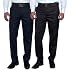 Routeen Wall Street Slim Fit Formal Pants for Men - Blue, Black (Combo Pack of 2) RS.989.00