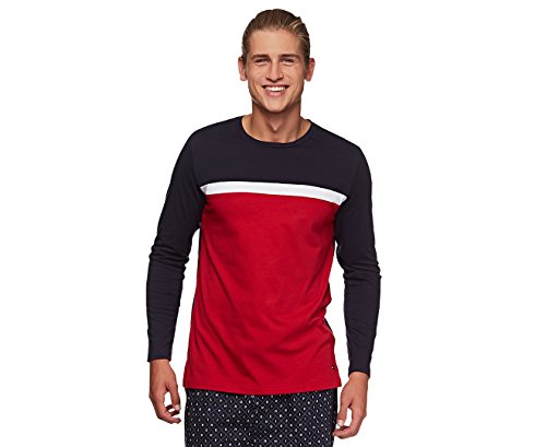 Preisvergleich Produktbild Tommy Hilfiger Mens Logo Long Sleeve Tee, Dark Navy, XL