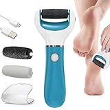 BOMPOW Electronic Foot File, Callus and Hard Skin Remover, Pedicure Tools with 2 Rollers and Rechargeable Foot Care Tool for Dry Dead and Cracked Feet, Blue