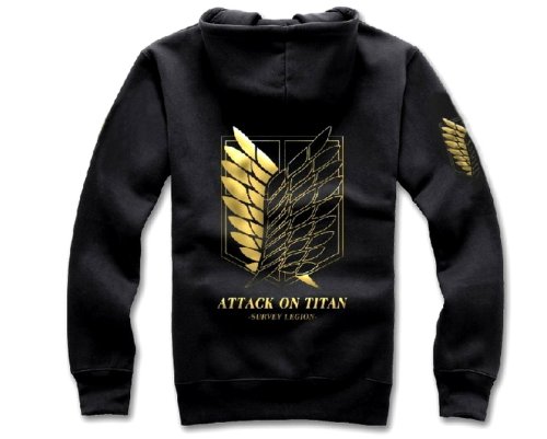 Attack on Titan Cosplay Costume Black Zip Up Hoodie Jacket Size M