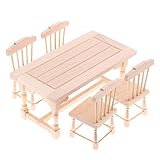1/12 Dollhouse Miniatures Esszimmer Möbel Esstisch mit 4 Stühlen Set