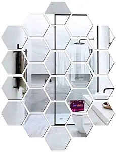 Bikri Kendra - Hexa 3D Mirror Wall Stickers (Silver) 20 Pack