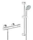 GROHE 34565000 Grohtherm 800 Shower Thermostat with Tempesta Shower Set, 600 mm, Shower Rail