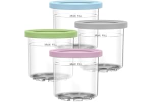 Wffeila 4-teiliges Set mit Deckel Eisbehälter, passend für Ninja Eismaschine NC301 NC300 NC299AMZ CN305A CN301CO Serie, BPA frei und Geschirrspüler (A)